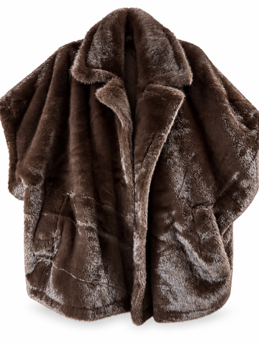 Rebecca Minkoff Dark Brown Faux Fur Cape Jacket